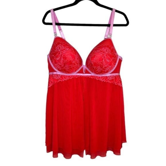 Auden Target red lace underwire babydoll nightie dress size XL - Picture 1 of 12